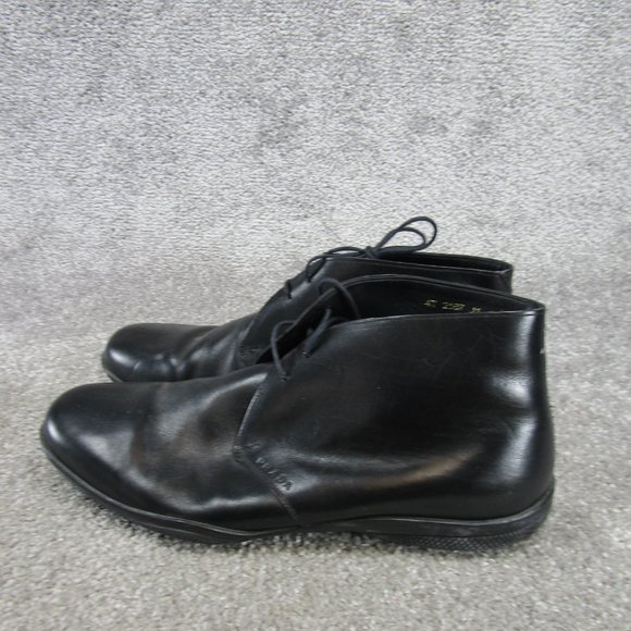 Prada Chukka Boots Mens Size 11 Black Leather Ankle Lace Up - Picture 3 of 9